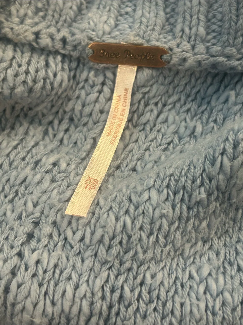Free People oversized Light Blue Chunky Knit Button-Front Sleeveless Vest